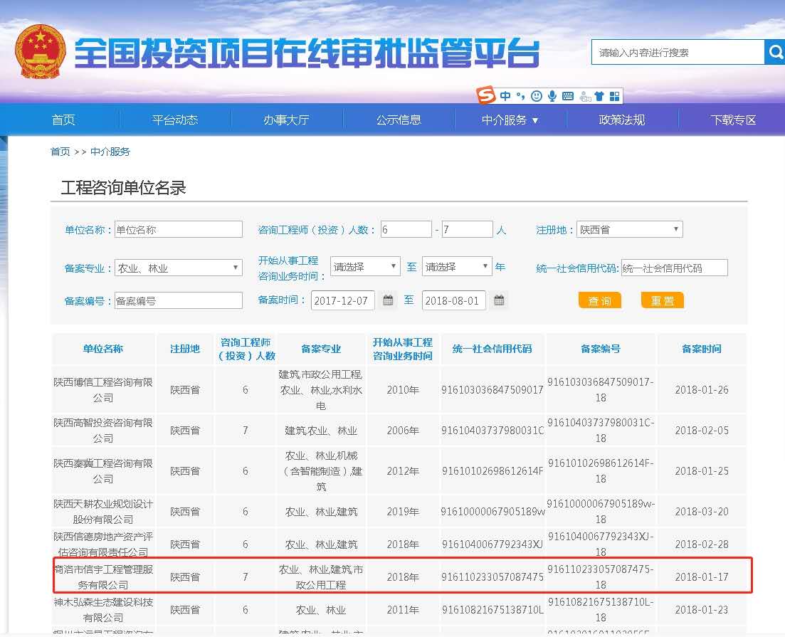 工程咨詢備案單位
